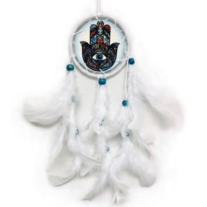 Dream Catcher Hamsa hand w/ white feathers